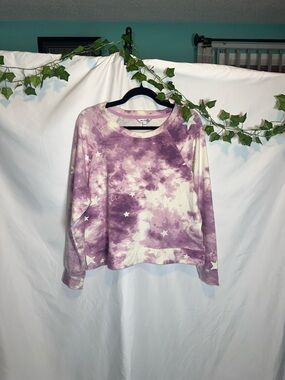 Wildfox Lavender Tie-Dye Star Crewneck Sweatshirt